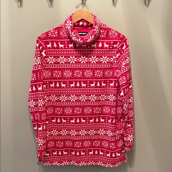 Lands' End Holiday Fleece Womens Tunic Size M - Picture 1 of 7